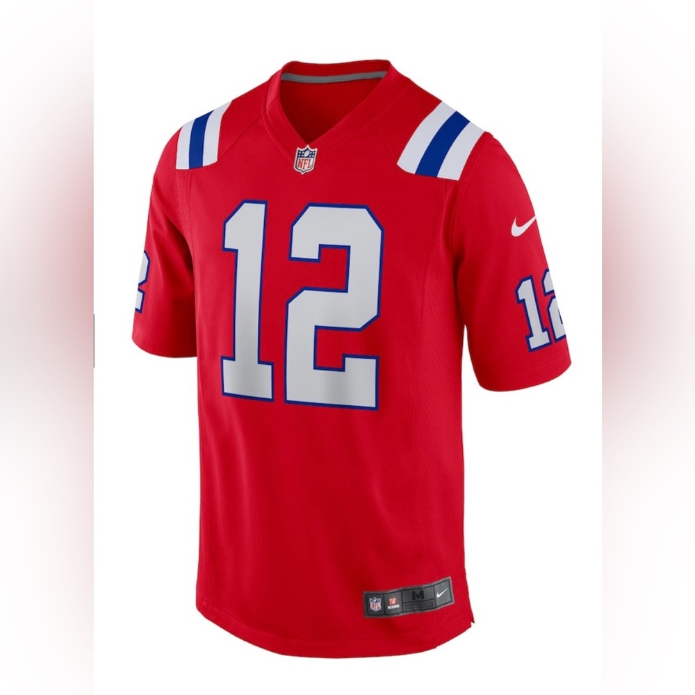 NFL # 12 BRADY team shirt youth 14/16 L red white and blue Nike
